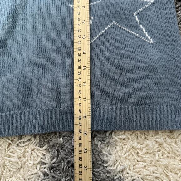 Moon And Madison Small Blue And White‎ Long Sleeve Round Neck Sweater with Stars - Picture 6 of 7